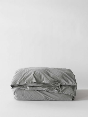 ljusgråa sängkläder i organisk bomull
