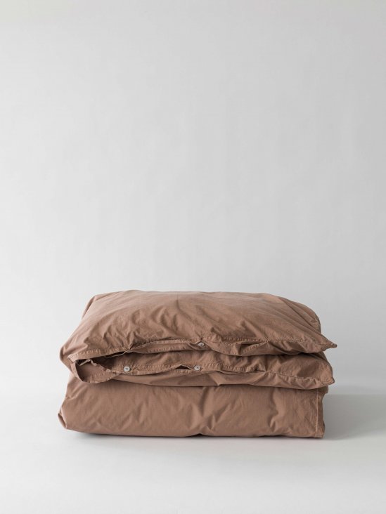 Bed linen in organic cotton in tan color