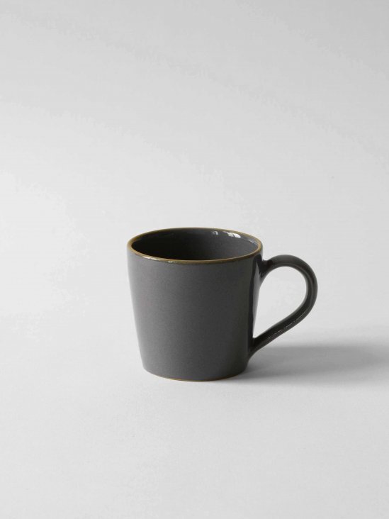 Dark grey handmade coffee cup in glazed stoneware