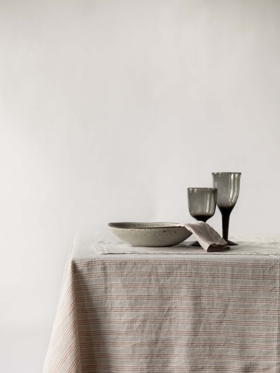Tablecloth linen 175x175 - hazelnut stripe